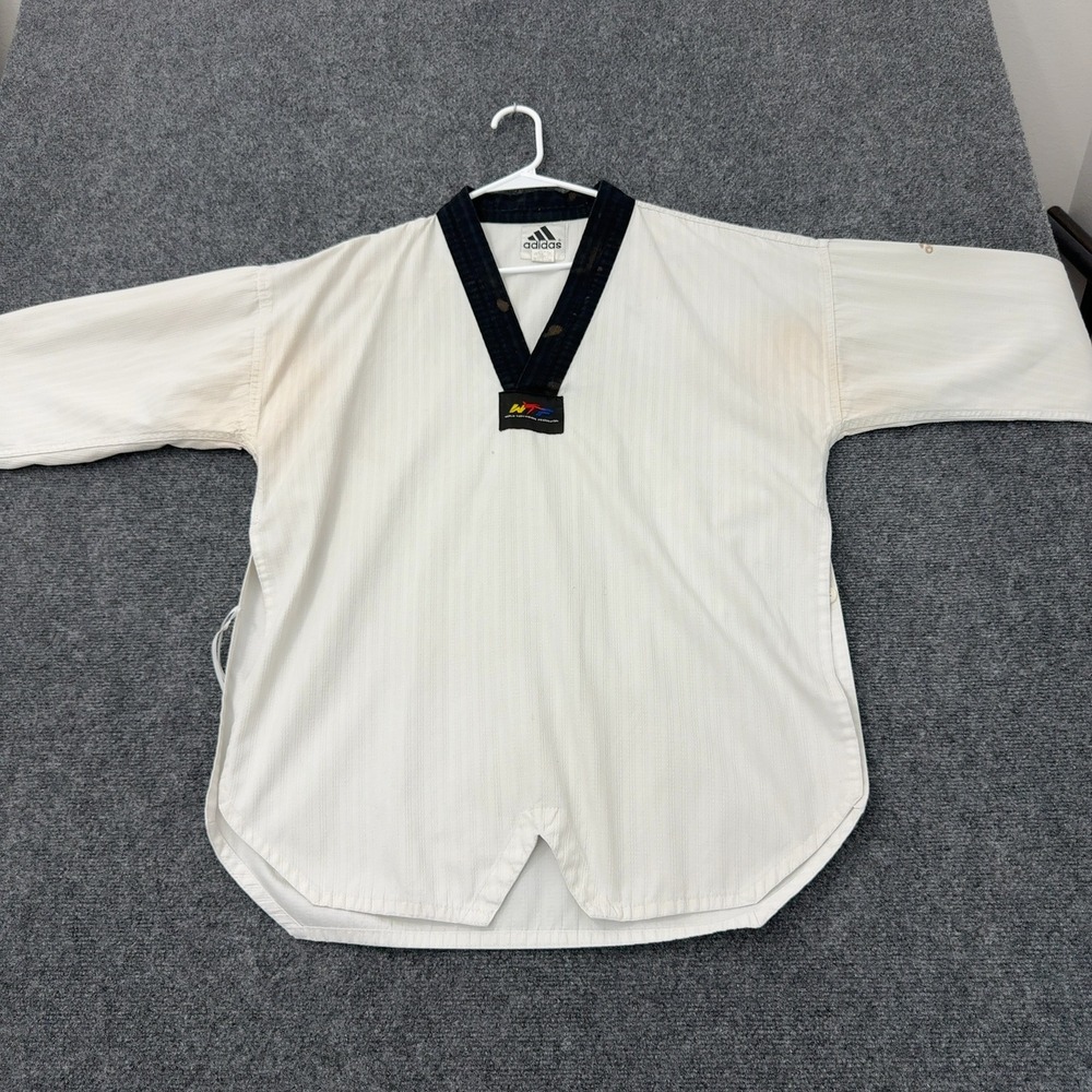 Taekwondo Adidas Uniform Top Mens 180 White Cotton Blend V Neck Martial Arts